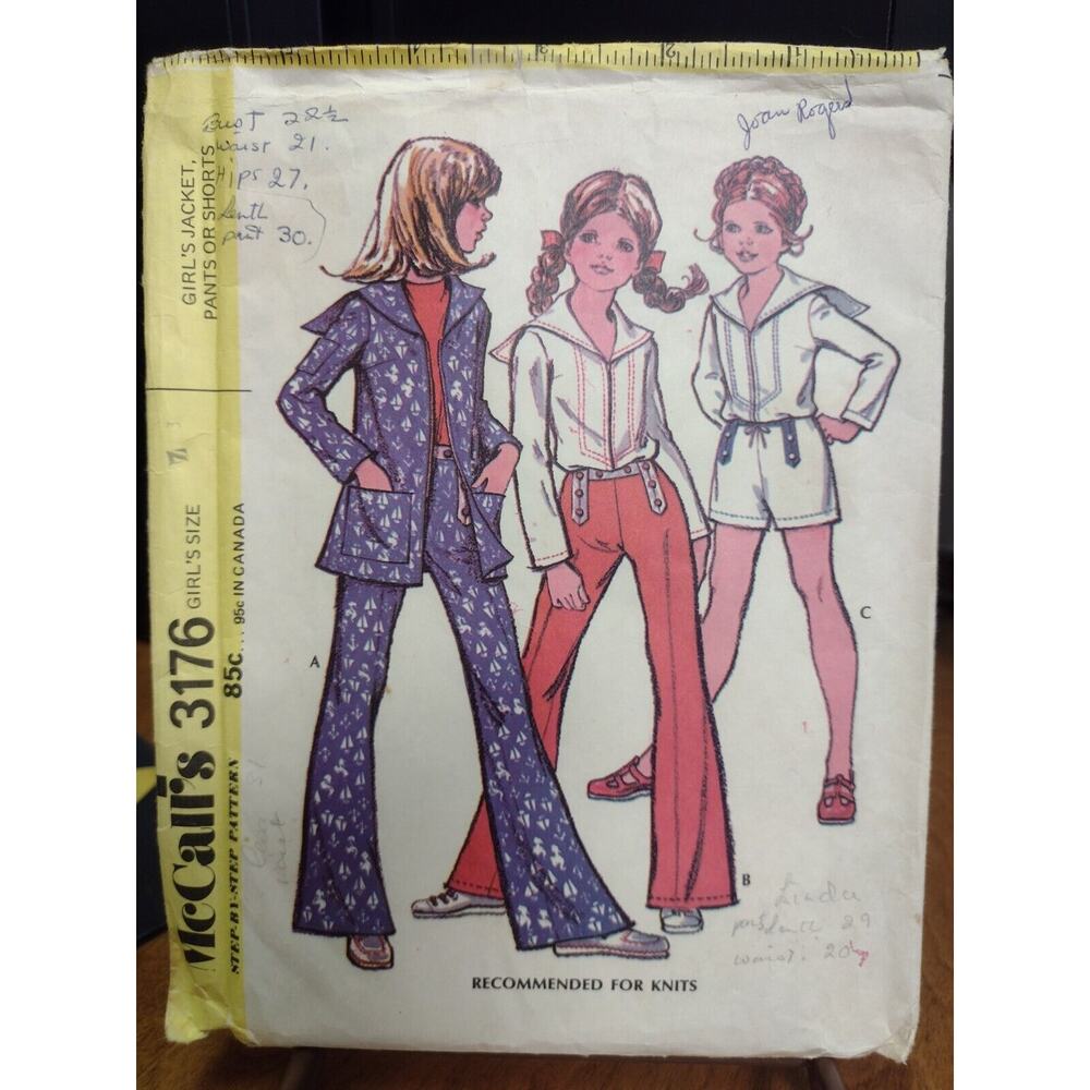 Vintage McCall's Pattern 3176 Girls' Jacket, Pants or Shorts Size‎ 7 (1972)